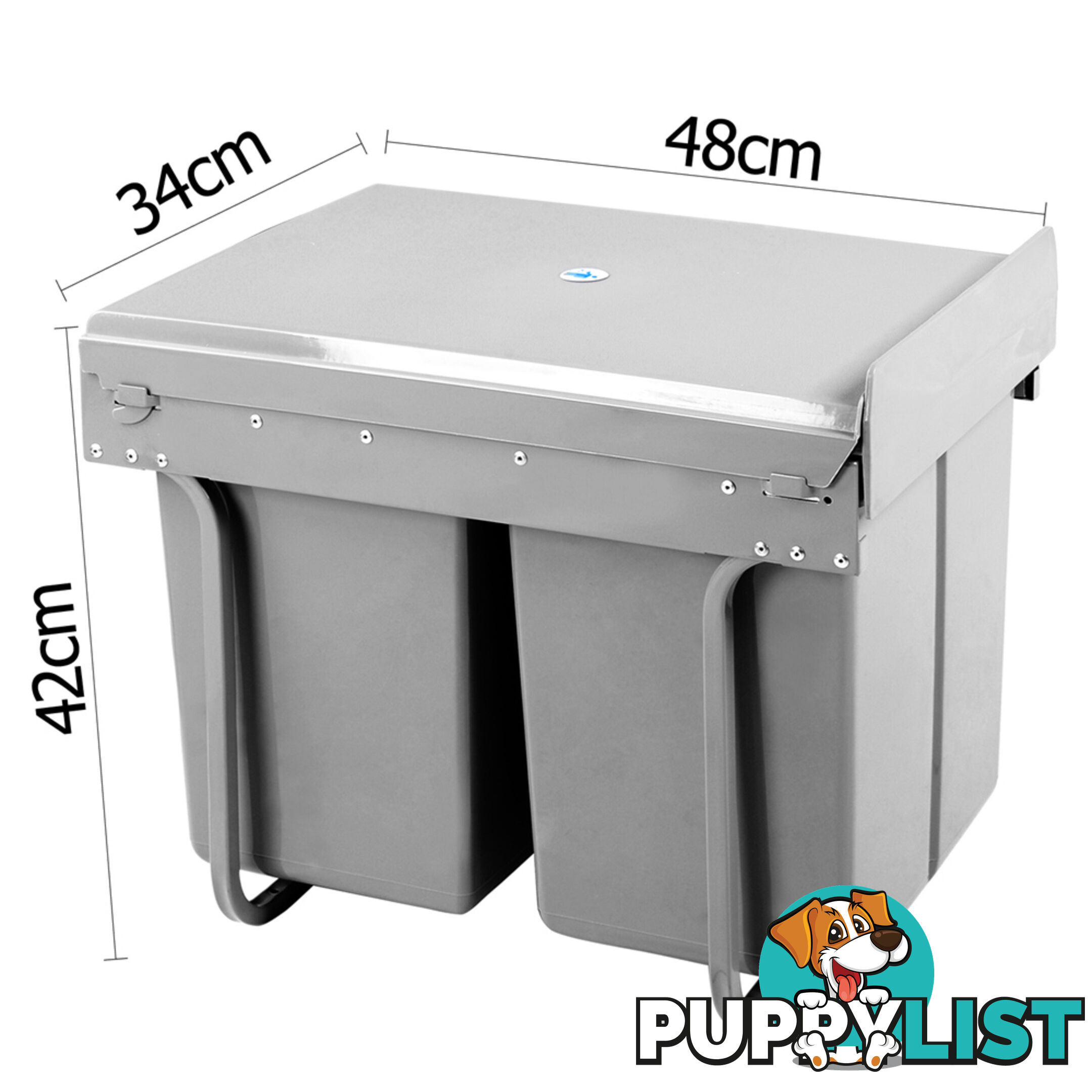 Duel Side Pull Out Rubbish Waste Basket 2 x 20L