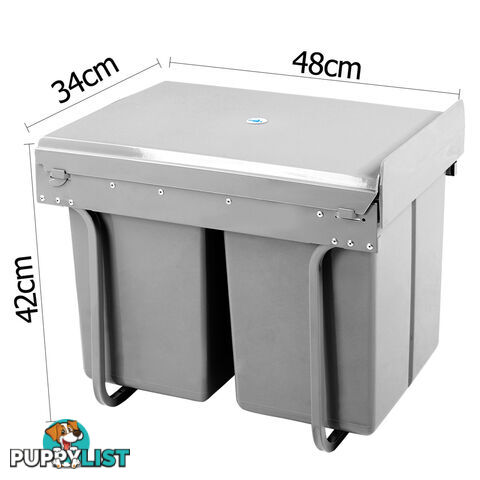 Duel Side Pull Out Rubbish Waste Basket 2 x 20L