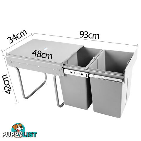 Duel Side Pull Out Rubbish Waste Basket 2 x 20L