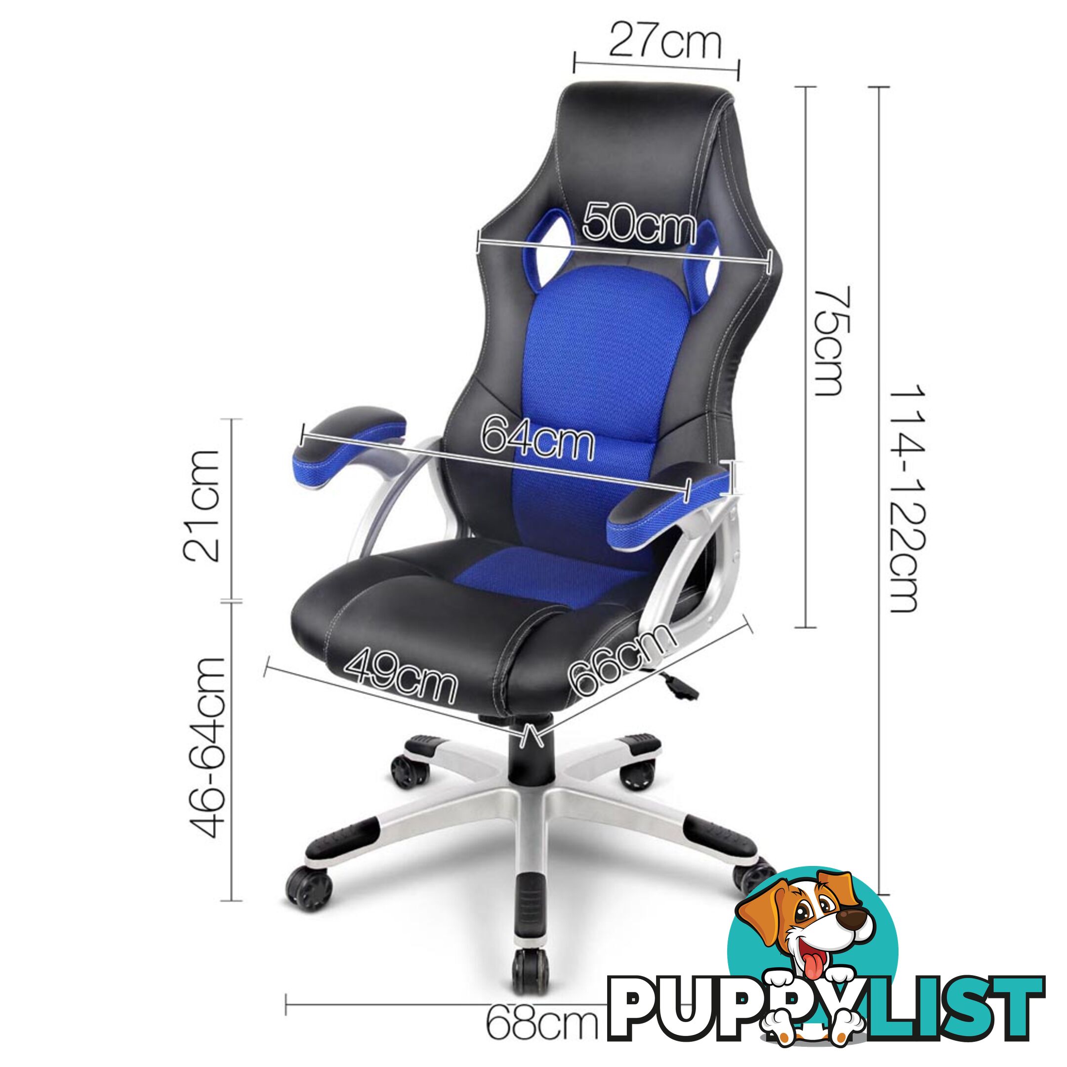 PU Leather & Mesh Racing Style Office Chair