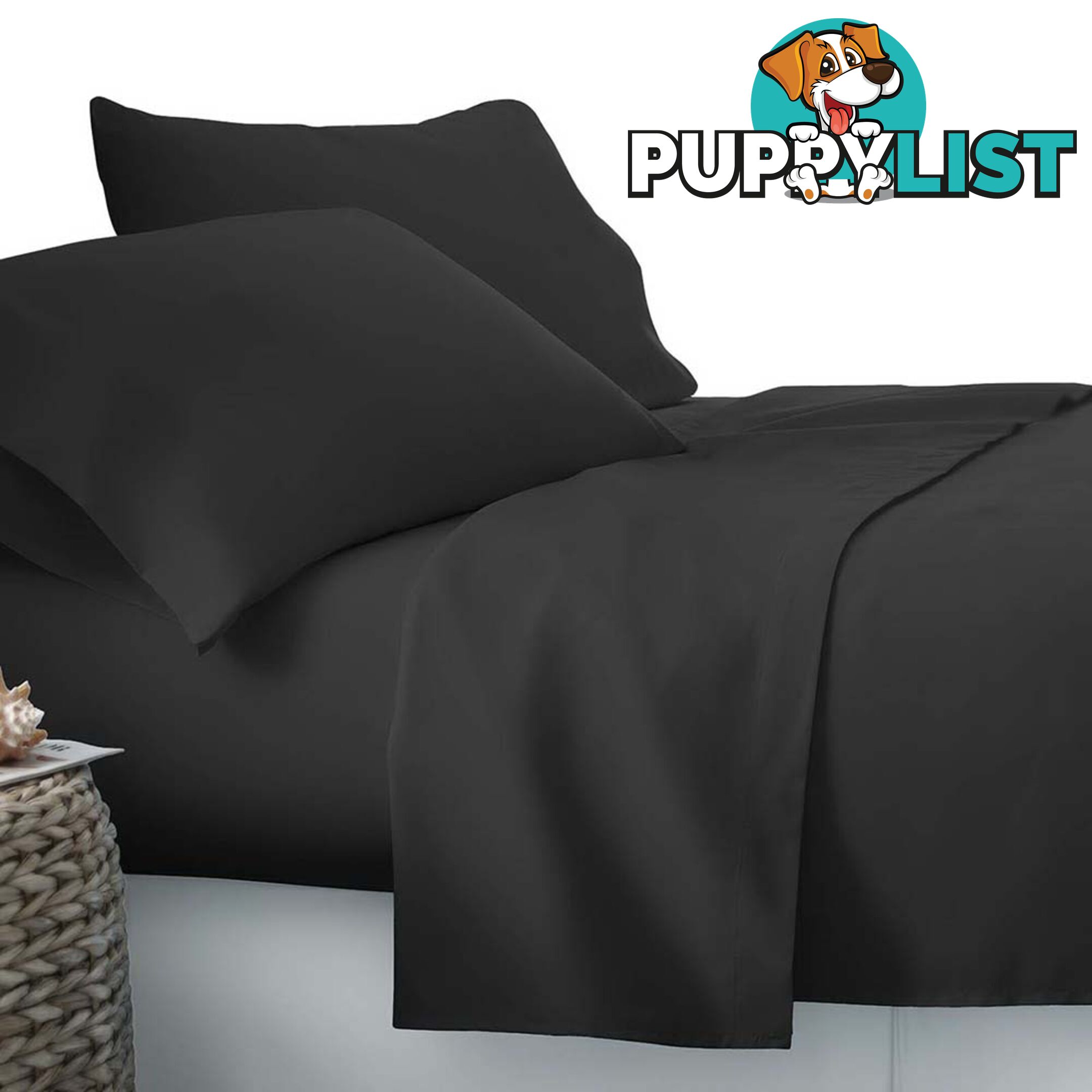 3 Piece Microfibre Sheet Set Single _ Black