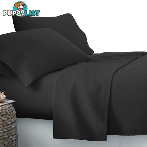 3 Piece Microfibre Sheet Set Single _ Black