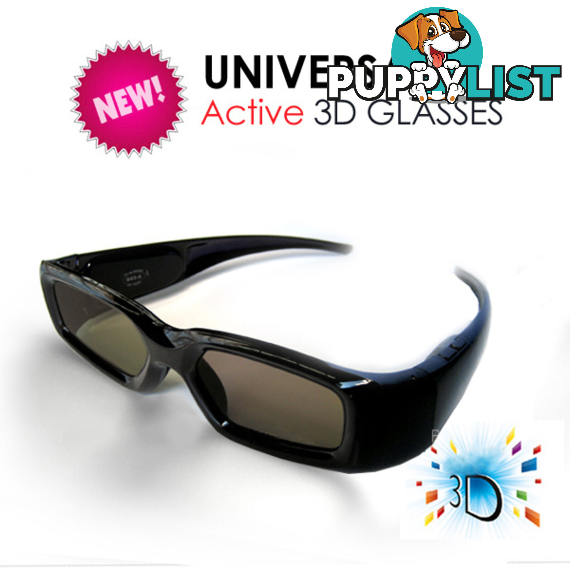 3D Active Glasses (Universal) for All Competitive 3D TV with IR Technology