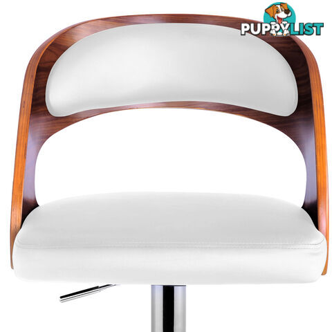 PU Leather Wooden Kitchen Bar Stool Padded Seat White