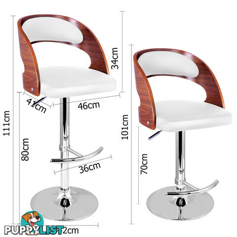 PU Leather Wooden Kitchen Bar Stool Padded Seat White