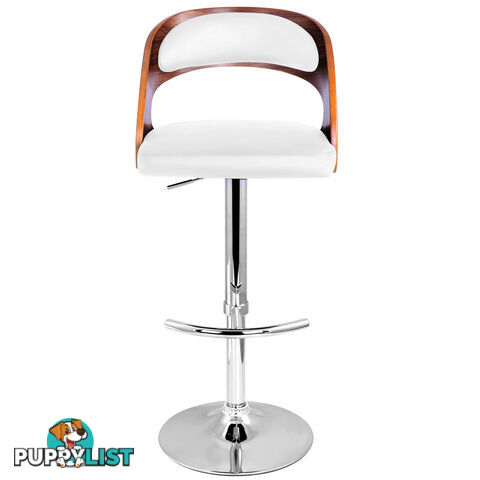 PU Leather Wooden Kitchen Bar Stool Padded Seat White