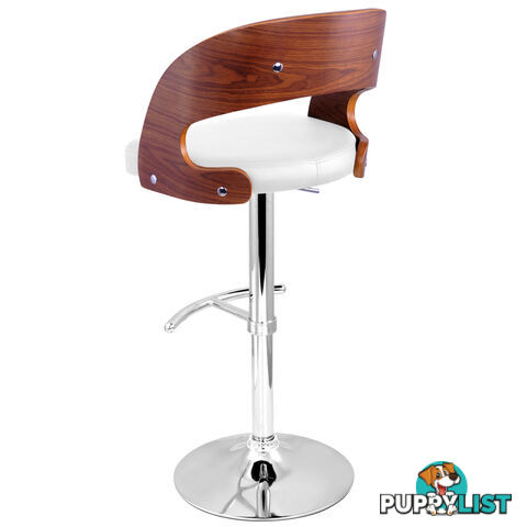 PU Leather Wooden Kitchen Bar Stool Padded Seat White