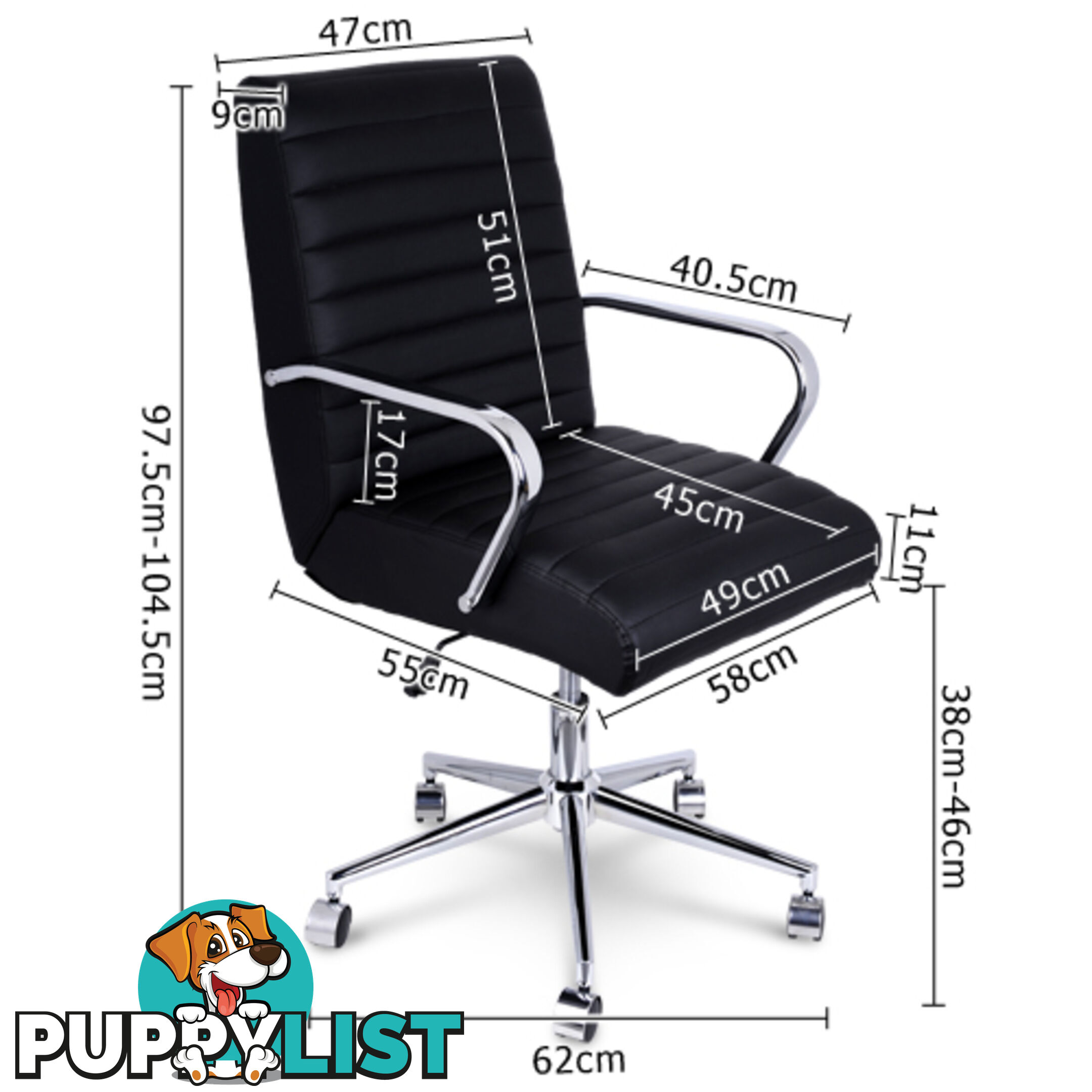 Executive PU Leather Office Computer Chair Black