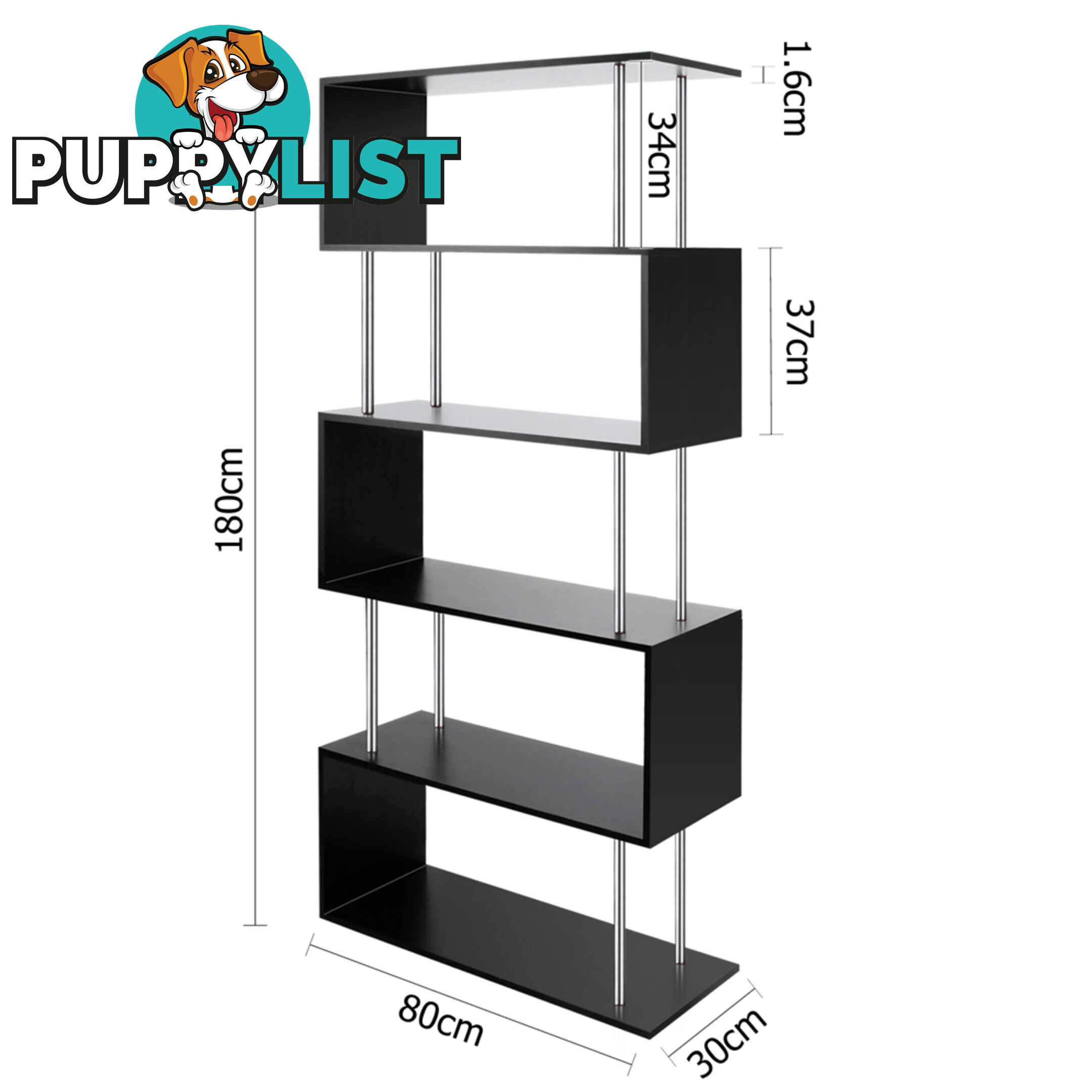 5 Tier Display/Book/Storage Shelf Unit Black