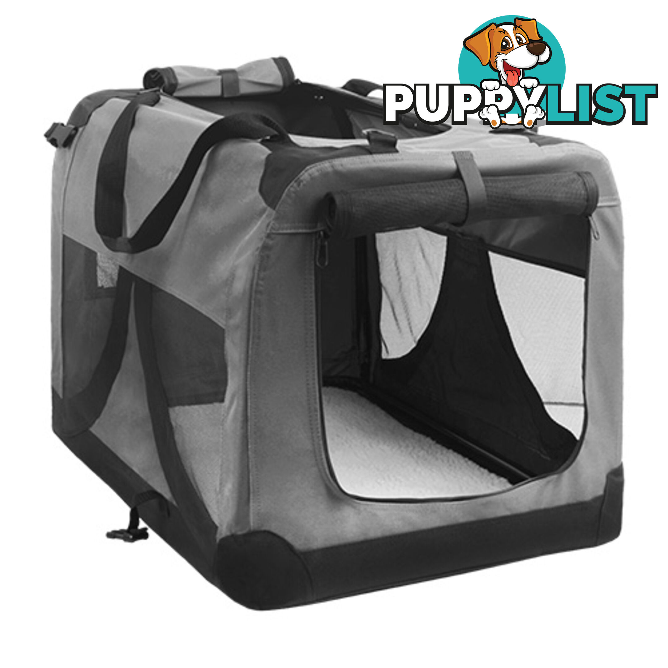 Large Portable Soft Pet Dog Crate Cage Kennel Grey