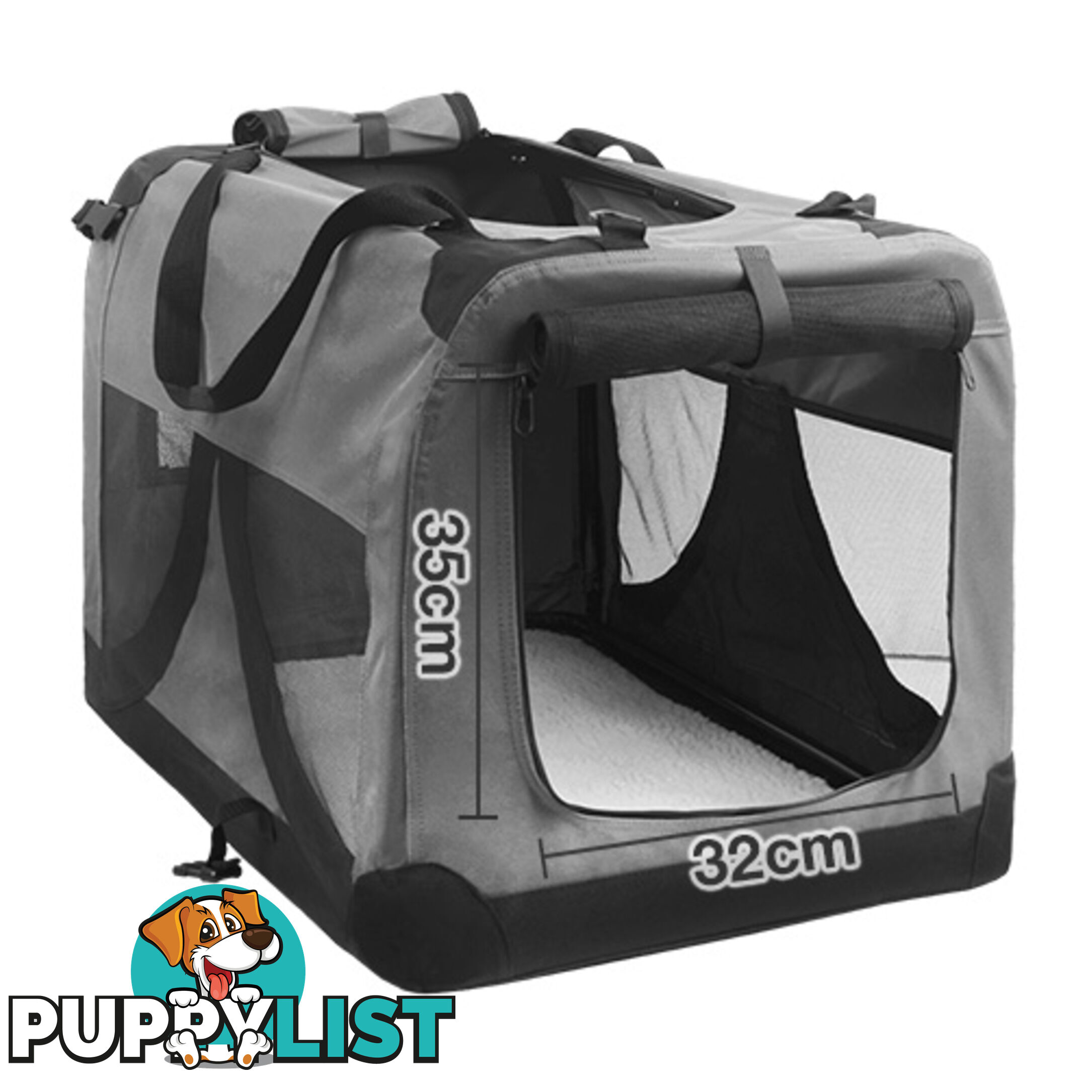 Large Portable Soft Pet Dog Crate Cage Kennel Grey