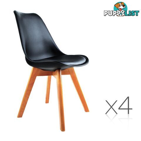 Set of 4 Dining Chair PU Black