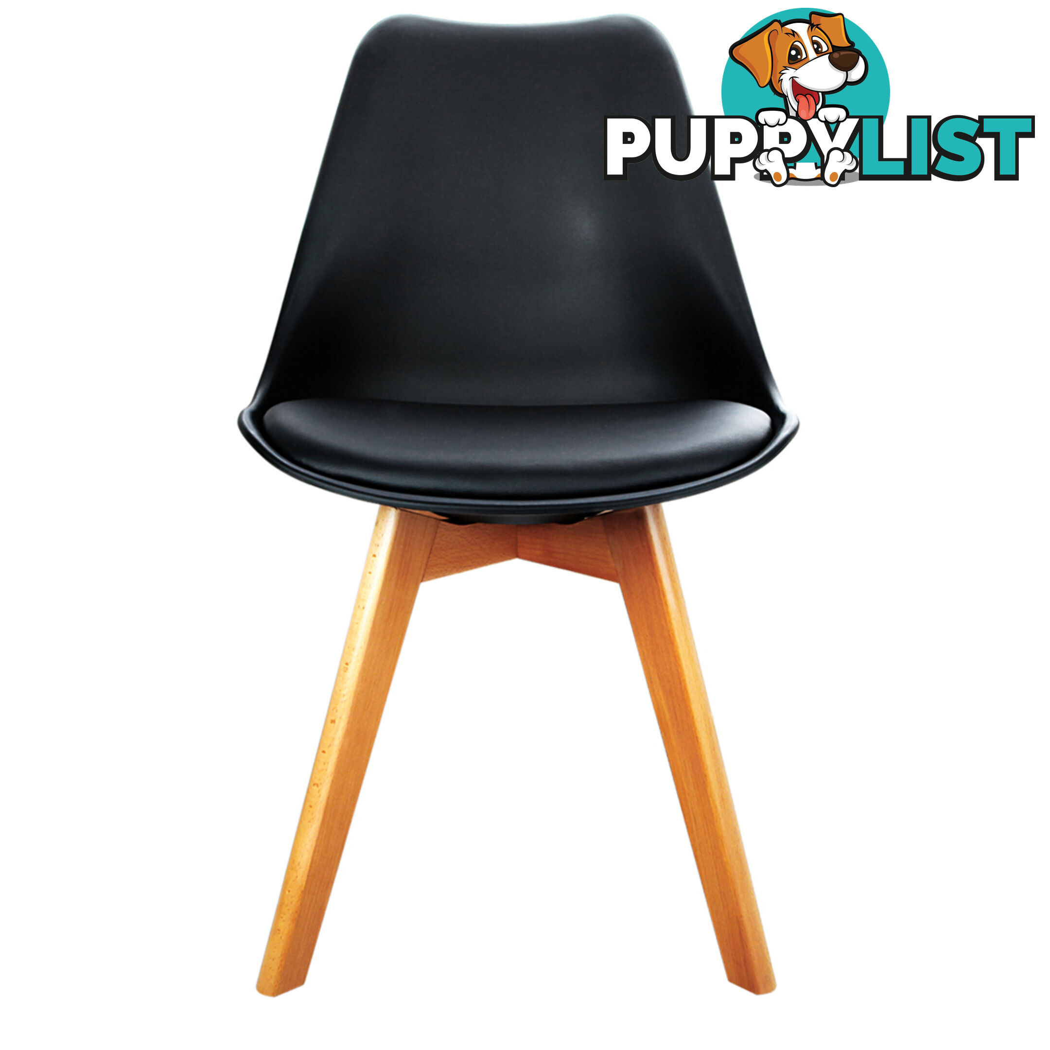 Set of 4 Dining Chair PU Black