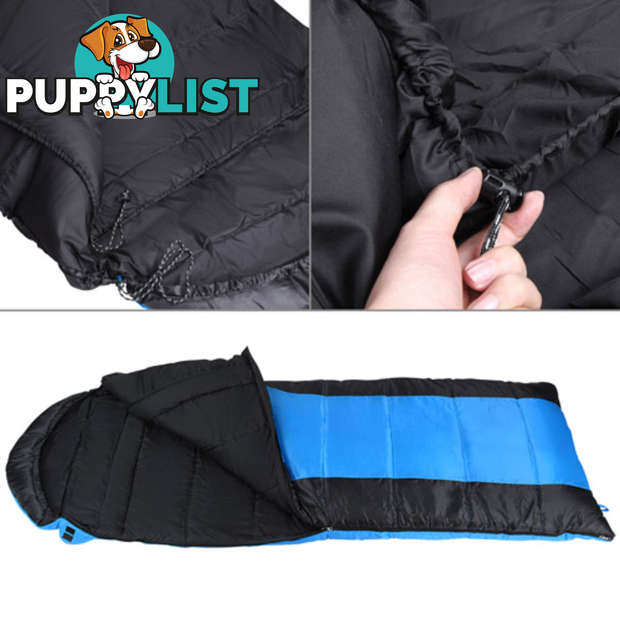 Camping Envelope Sleeping Bag Single Blue Black