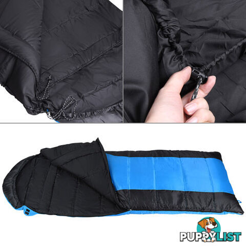 Camping Envelope Sleeping Bag Single Blue Black