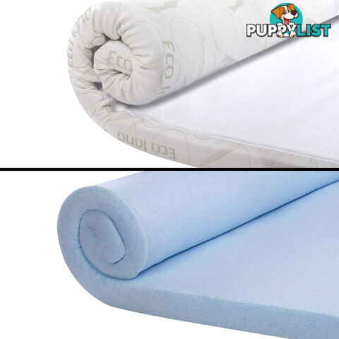 Cool Gel Memory Foam Mattress Topper w/ Bamboo Fabric Cover 8cm Single