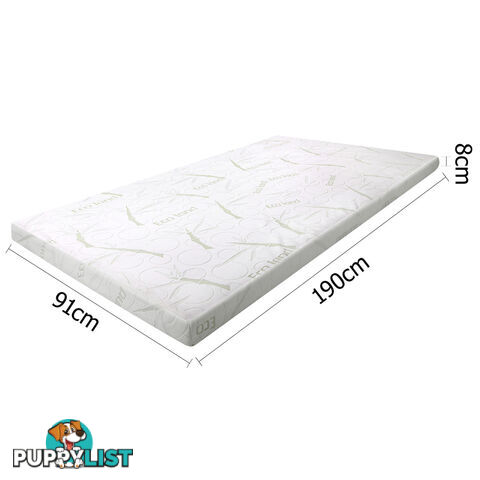 Cool Gel Memory Foam Mattress Topper w/ Bamboo Fabric Cover 8cm Single