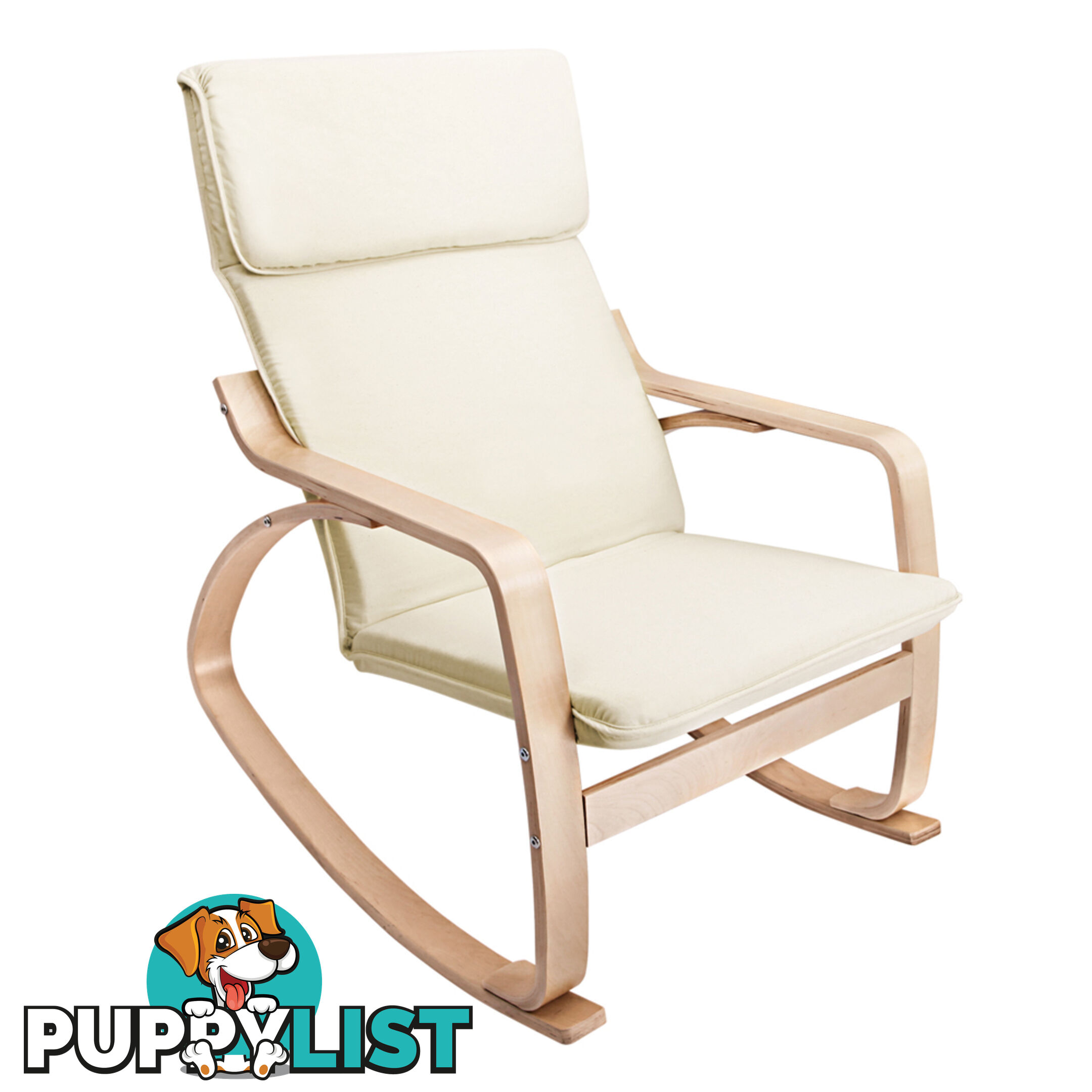 Bentwood Fabric Rocking Armchair Beige