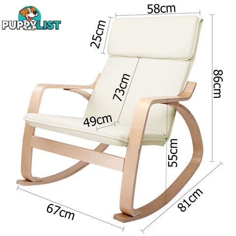 Bentwood Fabric Rocking Armchair Beige