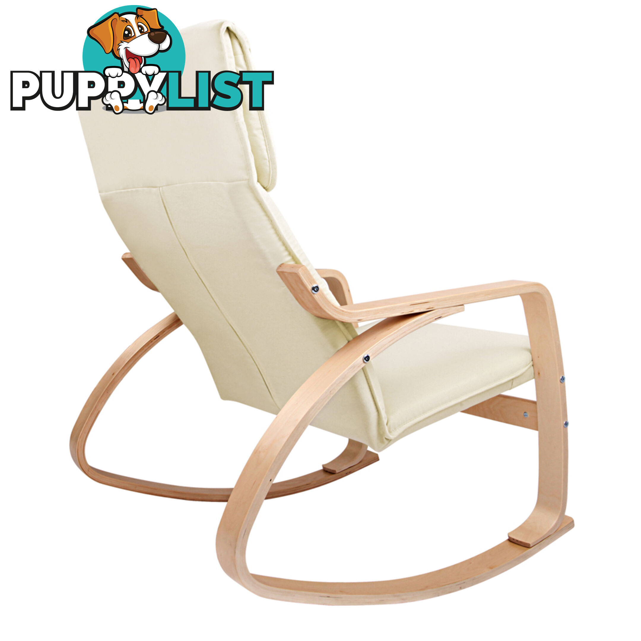 Bentwood Fabric Rocking Armchair Beige