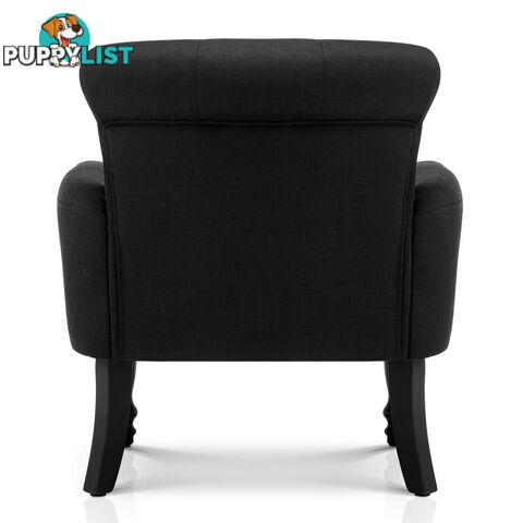 Wing Armchair French Provincial Linen Fabric Black