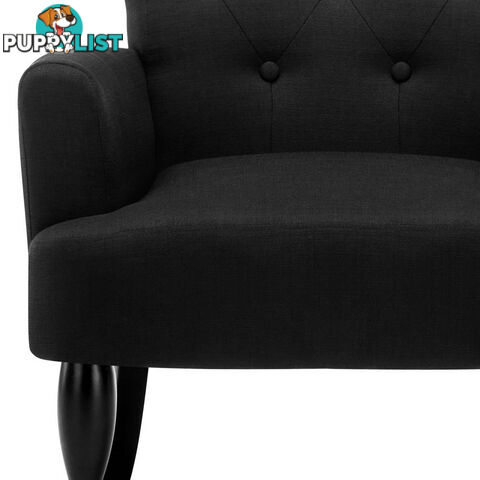 Wing Armchair French Provincial Linen Fabric Black