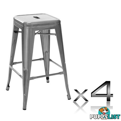 Set of 4 Replica Tolix Kitchen Bar Stool 66cm Metallic