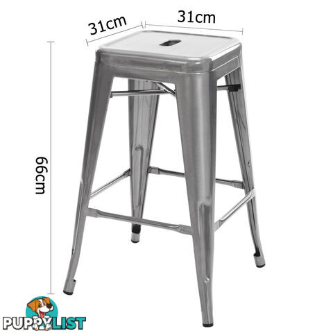 Set of 4 Replica Tolix Kitchen Bar Stool 66cm Metallic