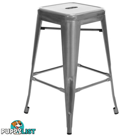 Set of 4 Replica Tolix Kitchen Bar Stool 66cm Metallic