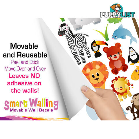 Extra Large Size Cute Zoo Animals Kids Wall Stickers - Totally Movable