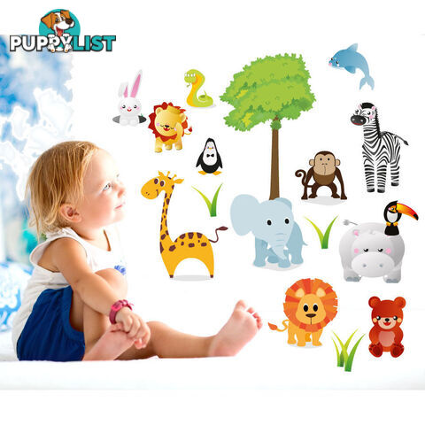 Extra Large Size Cute Zoo Animals Kids Wall Stickers - Totally Movable