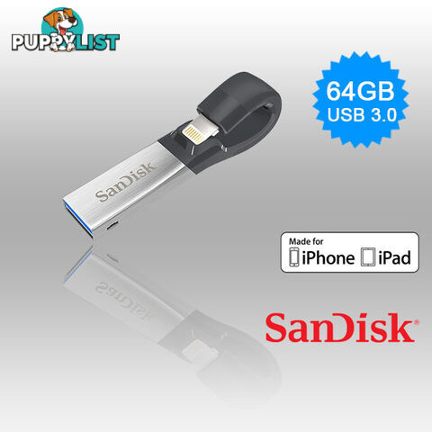 SANDISK IXPAND FLASH DRIVE SDIX30N 64GB GREY IOS USB 3.0   (SDIX30N-064G)