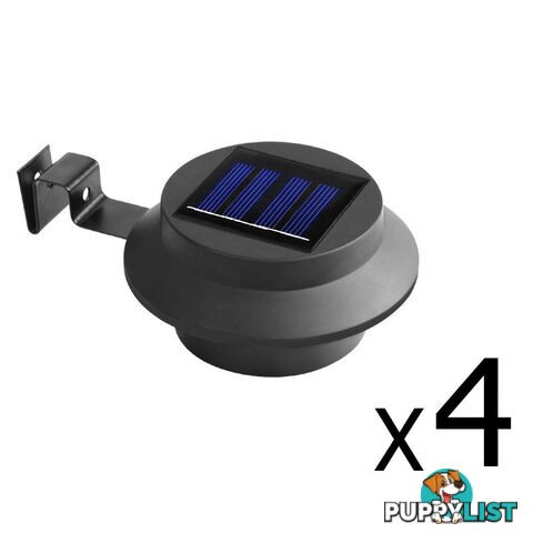 Set of 4 LED Solar Powered Fence Gutter Light Black