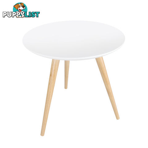 Round Bedside Coffee Table w/ Rubber Wood Legs