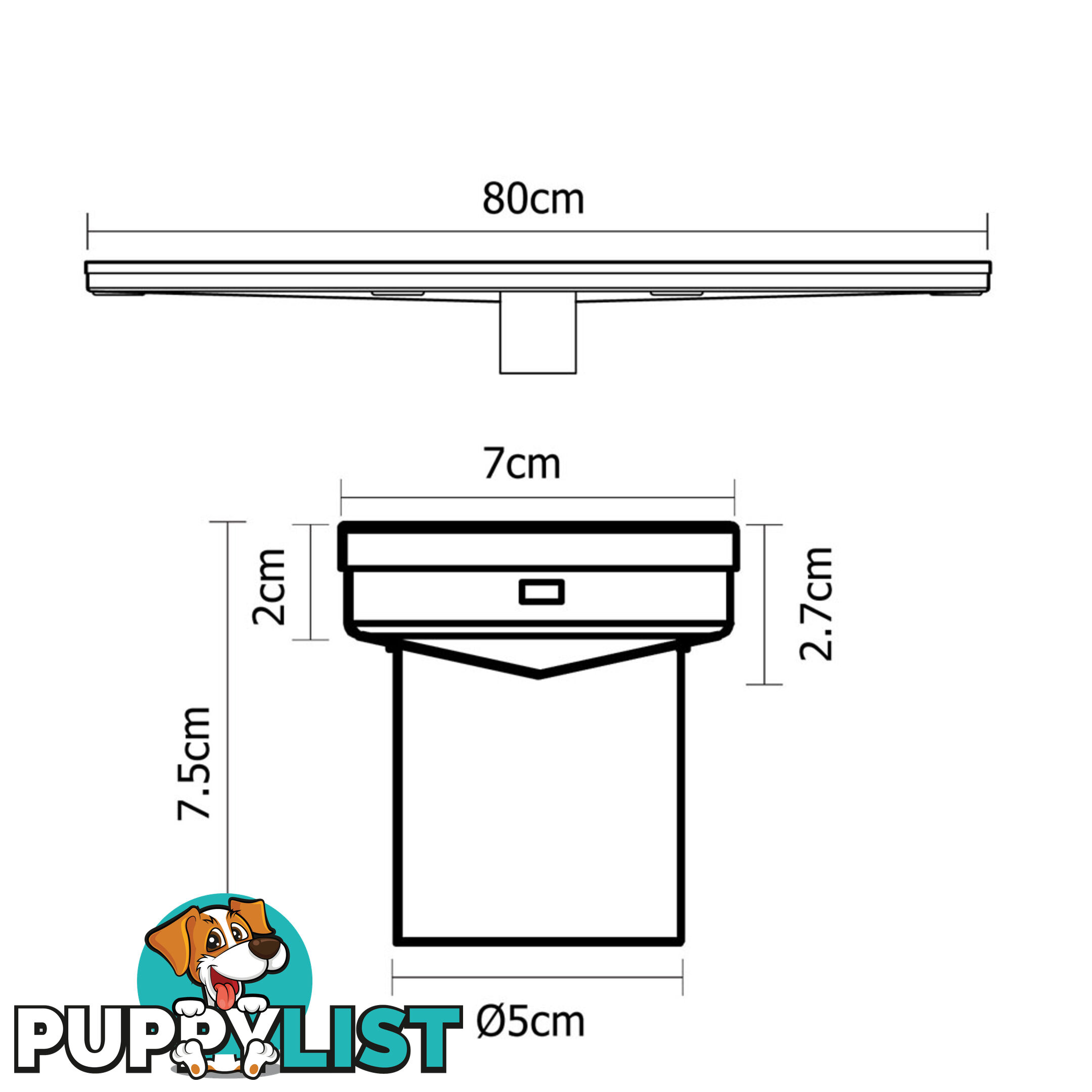 Tile Insert Stainless Steel Shower Grate Drain Floor Bathroom 800mm