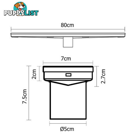 Tile Insert Stainless Steel Shower Grate Drain Floor Bathroom 800mm