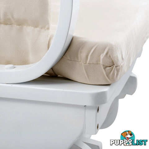 Baby Breast Feeding Sliding Glider Chair w/ Ottoman White Beige