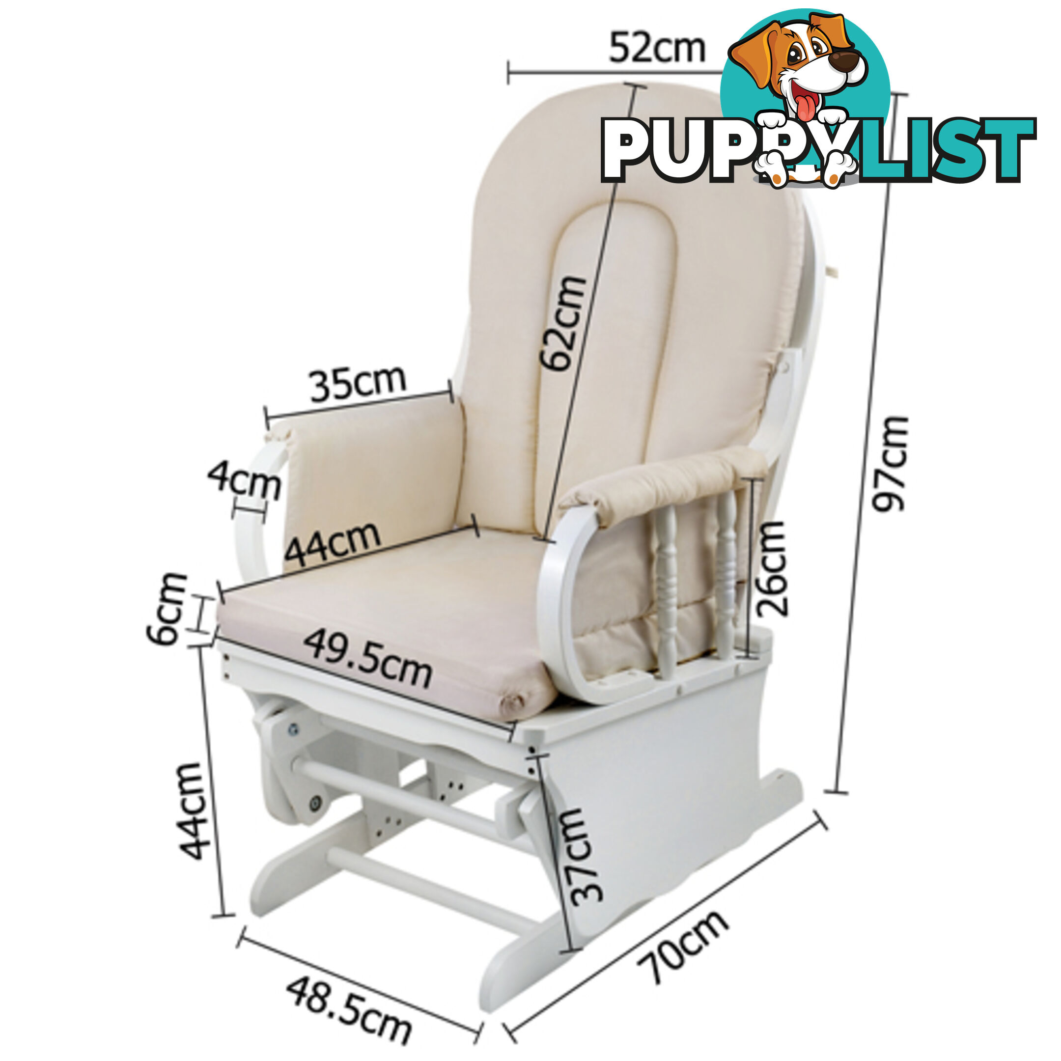 Baby Breast Feeding Sliding Glider Chair w/ Ottoman White Beige