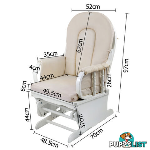 Baby Breast Feeding Sliding Glider Chair w/ Ottoman White Beige