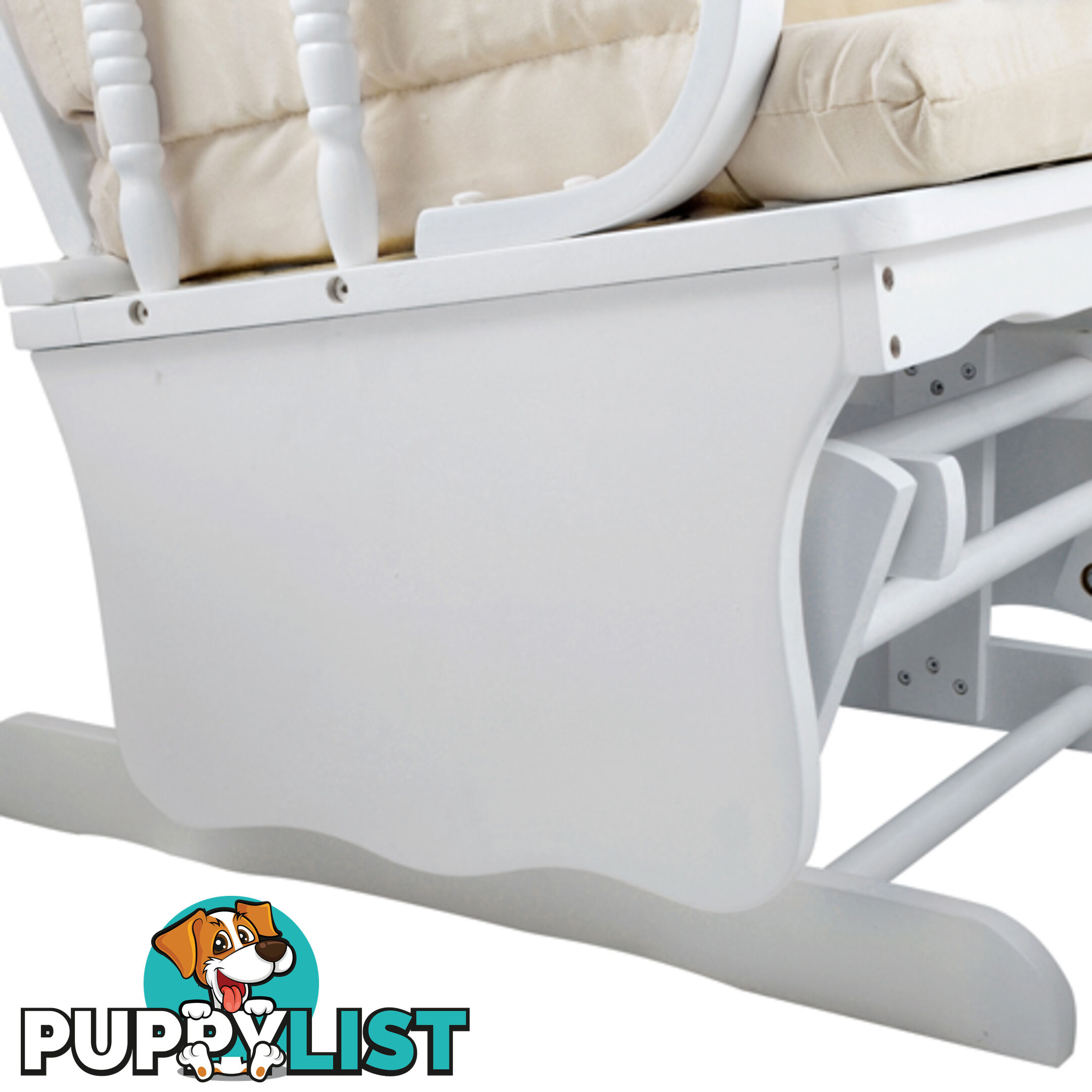 Baby Breast Feeding Sliding Glider Chair w/ Ottoman White Beige