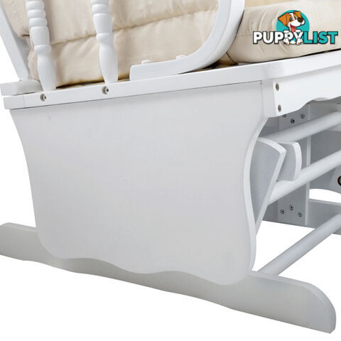 Baby Breast Feeding Sliding Glider Chair w/ Ottoman White Beige