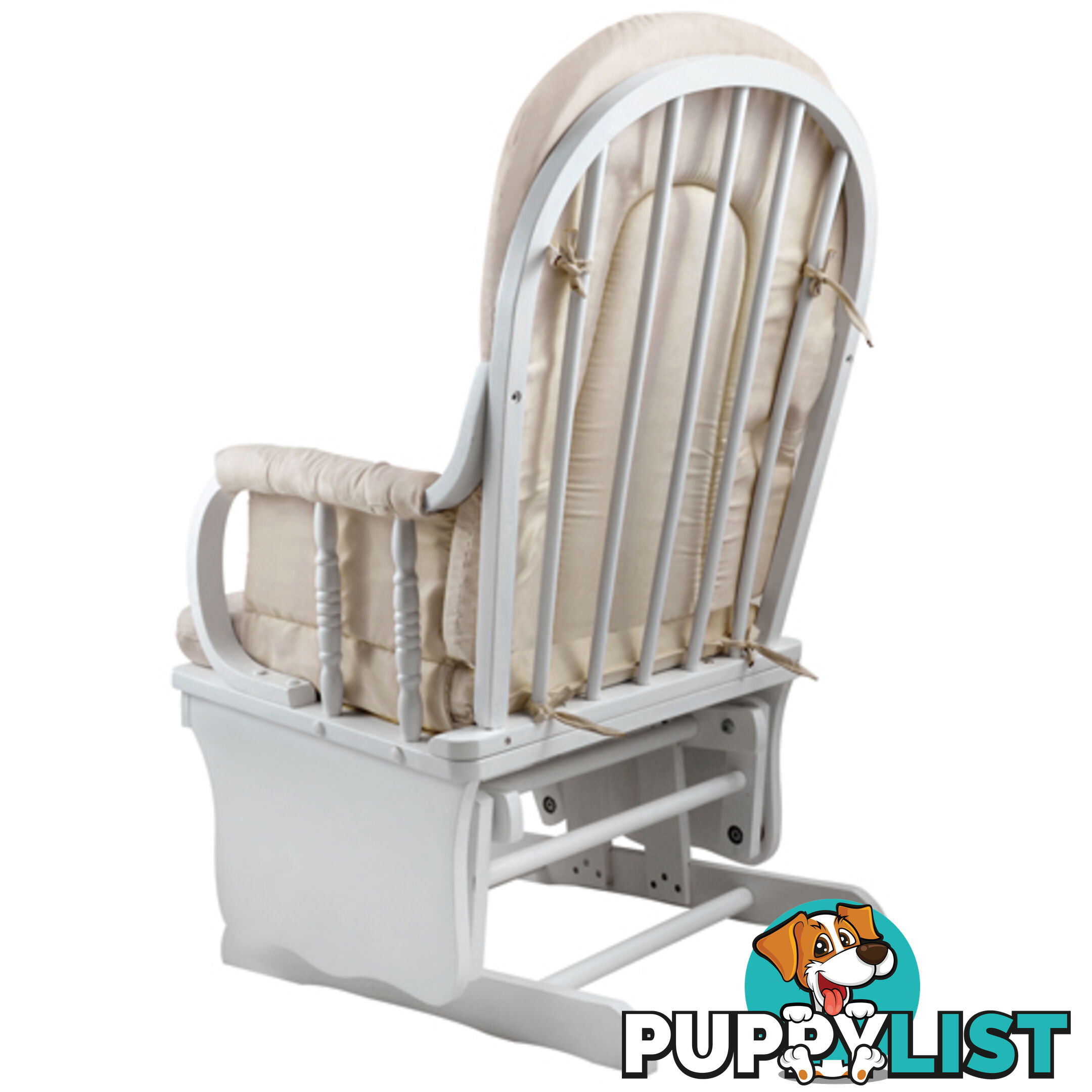 Baby Breast Feeding Sliding Glider Chair w/ Ottoman White Beige