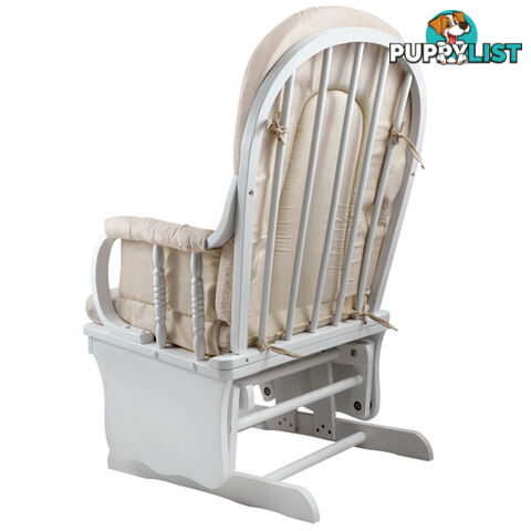 Baby Breast Feeding Sliding Glider Chair w/ Ottoman White Beige