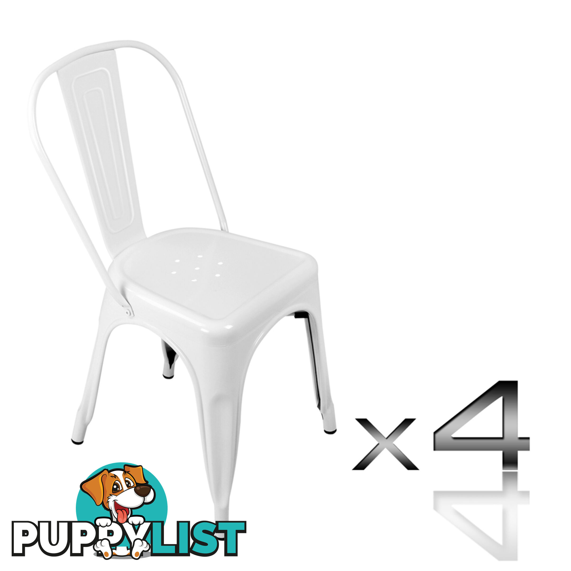 Set of 4 Replica Tolix Dining Metal Chair Gloss White