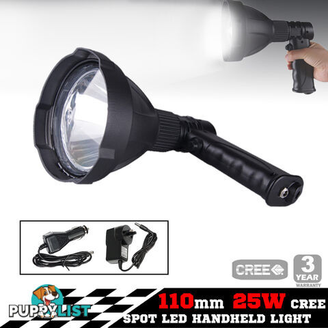 25W CREE LED Handheld Spot Light Rechargeable Spotlight Hunting Shooting 12V