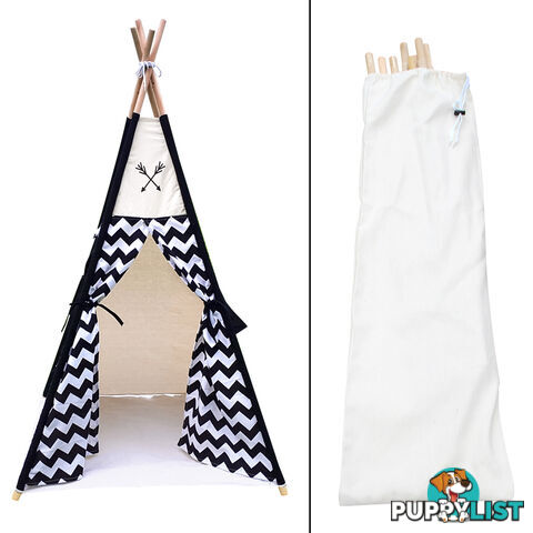 4 Poles Teepee Tent w/ Storage Bag Black