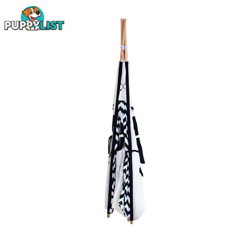 4 Poles Teepee Tent w/ Storage Bag Black