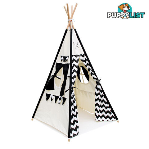 4 Poles Teepee Tent w/ Storage Bag Black