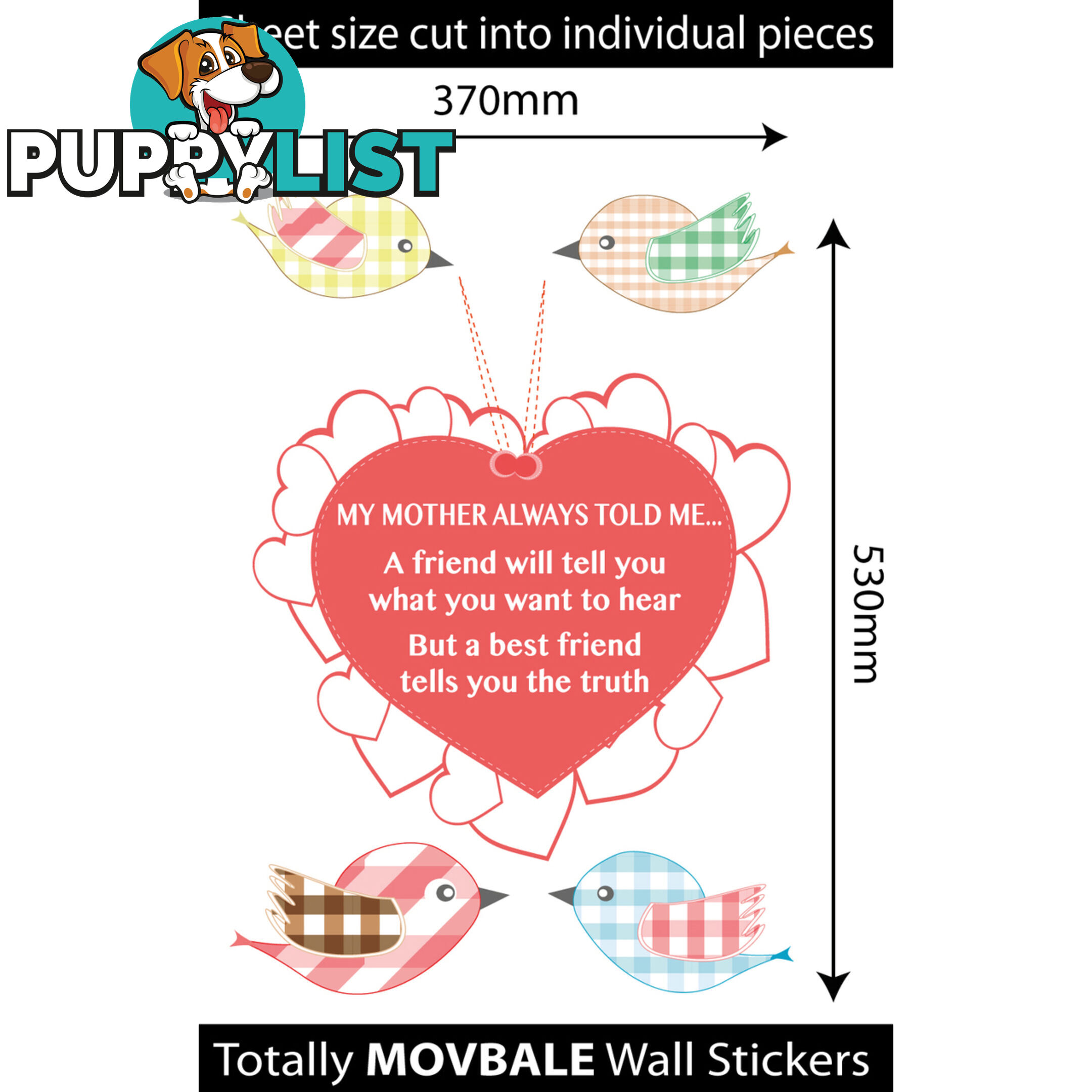 Large Size My Mother Told Me Wall Sticker Quotes - Totally Movable