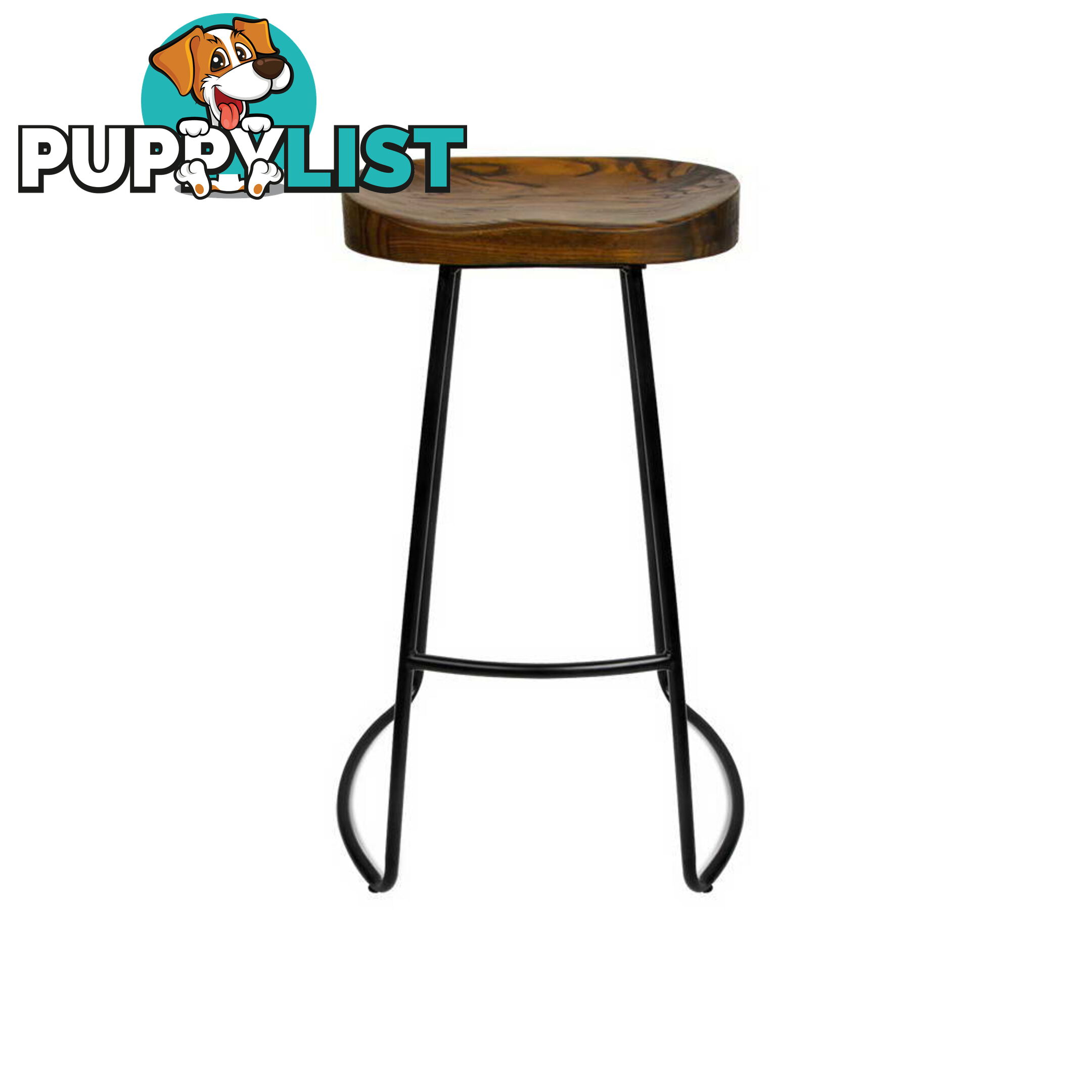 Set of 2 Steel Barstools with Wooden Seat